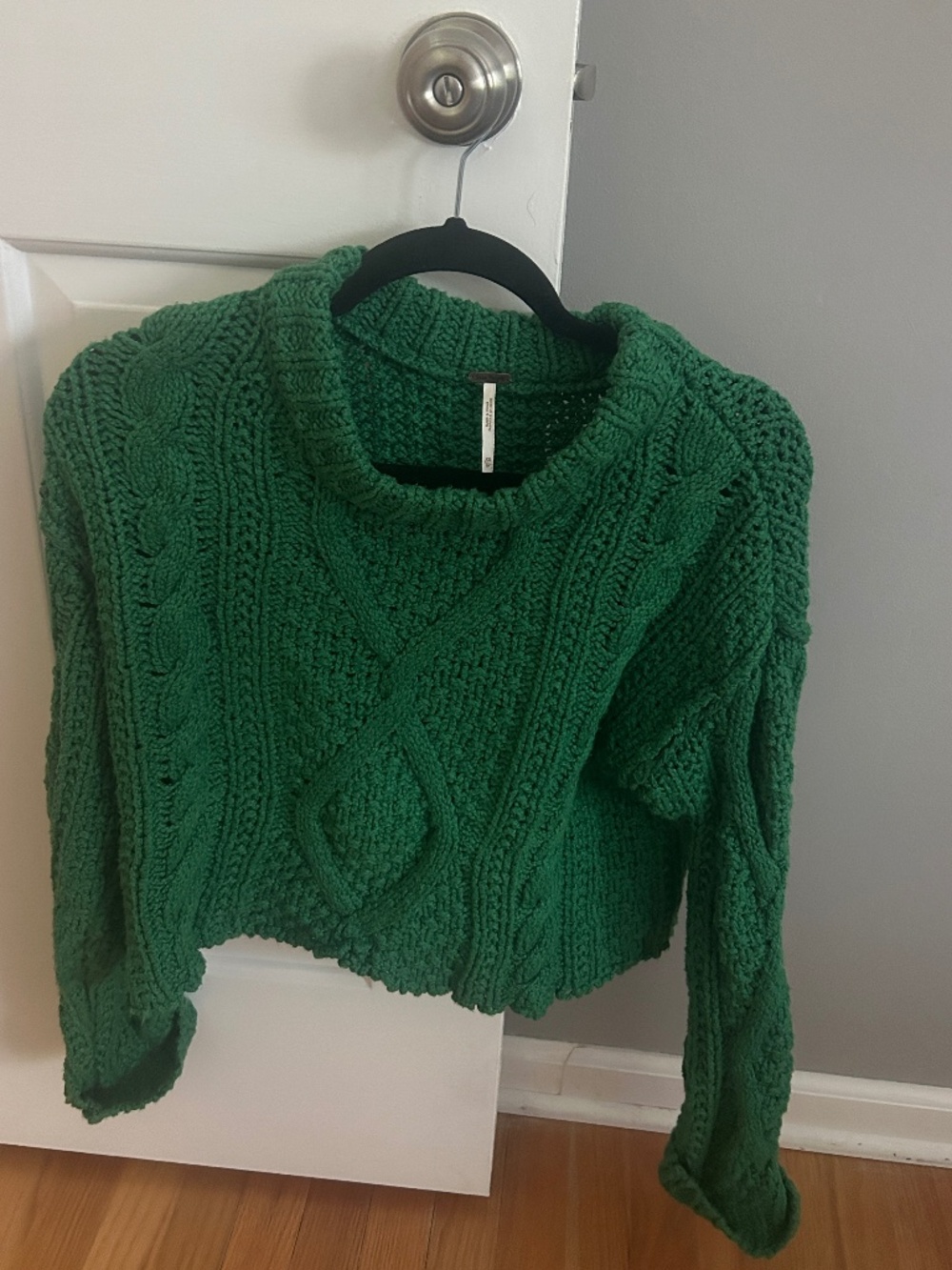Free People Cropped Sweater, Color Green, Small Small